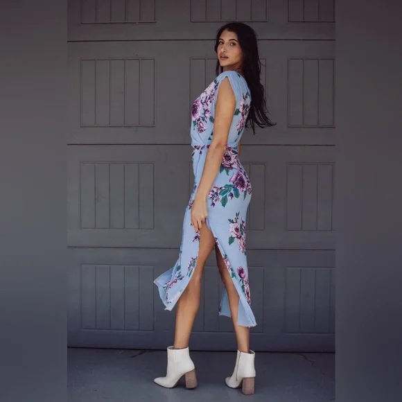 Free People Carmel Midi Dress - Blue Floral - Picture 5 of 11